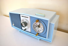 Load image into Gallery viewer, Tuxedo Blue 1963 Motorola Model C4B2 AM Vacuum Tube Clock Radio Neon Lighted Clock Dial! Sounds Wonderful!