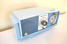 Load image into Gallery viewer, Tuxedo Blue 1963 Motorola Model C4B2 AM Vacuum Tube Clock Radio Neon Lighted Clock Dial! Sounds Wonderful!