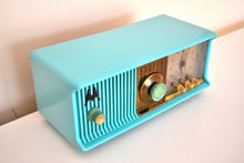 Load image into Gallery viewer, Aquamarine Turquoise 1957 Motorola Model 56CD4 Vacuum Tube AM Clock Radio Rare Model and Color Sounds Fantastic!