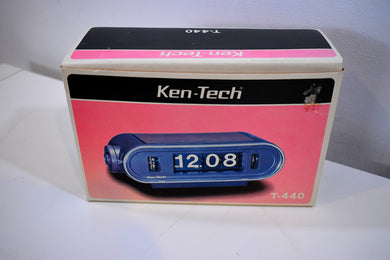 NOS Simulated Wood 70s Ken-Tech Model T-440 Flip Clock Works Great Original Box Brand Spankin New!