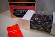 Load image into Gallery viewer, NOS Simulated Wood 70s Ken-Tech Model T-440 Flip Clock Works Great Original Box Brand Spankin New!