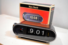 Load image into Gallery viewer, NOS Simulated Wood 70s Ken-Tech Model T-440 Flip Clock Works Great Original Box Brand Spankin New!
