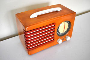 Butterscotch Orange Catalin Emerson Model FC-400 "The Aristocrat” Vacuum Tube AM Radio Sounds Great!
