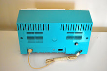 Load image into Gallery viewer, Seafoam Turquoise and White 1962 Olympic Model 558 Tube AM Clock Radio Sounds Heavenly Top Of The Line!