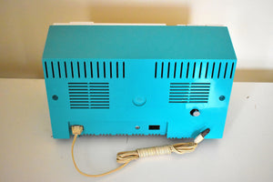 Seafoam Turquoise and White 1962 Olympic Model 558 Tube AM Clock Radio Sounds Heavenly Top Of The Line!