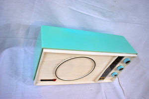 Ocean Breeze Turquoise and White 1963 Olympic Model AFM-20 Tube AM FM Radio Sounds Heavenly!
