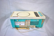 Load image into Gallery viewer, Ocean Breeze Turquoise and White 1963 Olympic Model AFM-20 Tube AM FM Radio Sounds Heavenly!