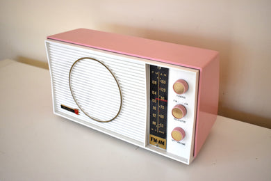 Tuscadero Pink and White 1963 Olympic Model AFM-20 Vacuum Tube AM FM Radio Sounds Beautiful!