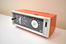 Load image into Gallery viewer, Clementine Orange 70s Wards Model 2411 Solid State AM Clock Radio Sounds and Looks Great!