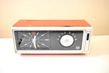 Load image into Gallery viewer, Clementine Orange 70s Wards Model 2411 Solid State AM Clock Radio Sounds and Looks Great!
