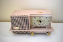 Load image into Gallery viewer, Dusty Pink 1958 General Electric Model C421A Vacuum Tube AM Clock Radio Near Mint!
