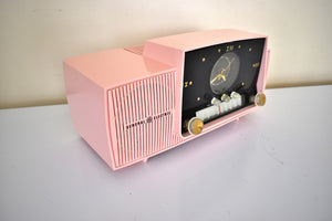 Princess Pink Mid Century 1959 General Electric Model 913D Vacuum Tube AM Clock Radio Beauty Sounds Fantastic Popular Model!