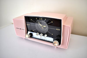 Princess Pink Mid Century 1959 General Electric Model 913D Vacuum Tube AM Clock Radio Beauty Sounds Fantastic Popular Model!