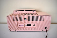 Load image into Gallery viewer, Princess Pink Mid Century 1959 General Electric Model 913D Vacuum Tube AM Clock Radio Beauty Sounds Fantastic Popular Model!