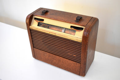 すぐに使えるスマートスピーカー-ウッドヴィンテージ 1948 Philco モデル 48-300 ポータブル AM 真空管ラジオ 素敵なウッディ！