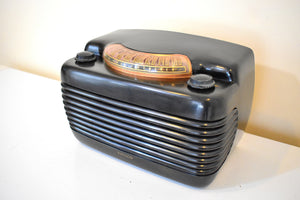 エボニーベークライト 1949 Philco Model 49-900 "The Hippo" 真空管 AM ラジオ 素敵な色です。素晴らしいパフォーマー！