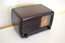 Load image into Gallery viewer, Art Deco Brown Bakelite Vintage 1949 Philco Transitone 49-500 AM Radio Popular Design Back In Its Day!