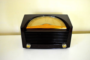 Umber Brown Bakelite Vintage 1951 Philco Model 52-942 AM Radio Loud Clear Sounding! Sundial Inspired Tuning!