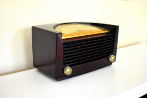 Umber Brown Bakelite Vintage 1951 Philco Model 52-942 AM Radio Loud Clear Sounding! Sundial Inspired Tuning!