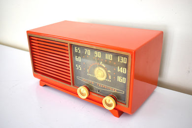 Mandarin Orange 1953 Philco Model 53-562 Vacuum Tube Radio and Box Awesome Condition! Looks and Sounds Great!