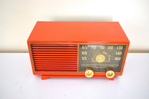 Mandarin Orange 1953 Philco Model 53-562 Vacuum Tube Radio and Box Awesome Condition! Looks and Sounds Great!