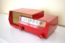 Load image into Gallery viewer, Red Split Level 1953 Philco Transitone Model 53-563 AM Vacuum Tube Radio Rare Stunning Mid Century! Sounds Great!