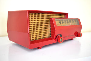Red Split Level 1953 Philco Transitone Model 53-563 AM Vacuum Tube Radio Rare Stunning Mid Century! Sounds Great!