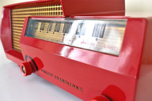 Load image into Gallery viewer, Red Split Level 1953 Philco Transitone Model 53-563 AM Vacuum Tube Radio Rare Stunning Mid Century! Sounds Great!