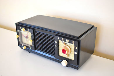 Cobra Black 1953 Philco Transitone Model 53-701X AM Vacuum Tube Radio Rare Pretty Color Combo Sounds Great!