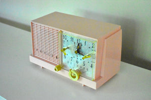 Mamie Pink Mid-Century Retro Vintage 1959 Philco Model F-752-124 AM Vacuum Tube Clock Radio Excellent Plus!