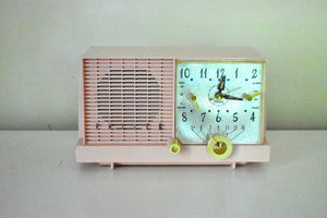 Mamie Pink Mid-Century Retro Vintage 1959 Philco Model F-752-124 AM Vacuum Tube Clock Radio Excellent Plus!