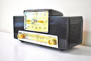 Siena Brown Swirl 1958 Philco Model F760-124 AM Vacuum Tube Radio Premium Model Dual Speaker!
