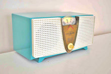 Charger l&#39;image dans la galerie, Aquamarine Turquoise 1957 Philco H817-124 AM Vacuum Tube Radio Sleek Mid Century Looking Dual Speaker Sound!