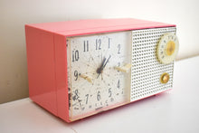 Load image into Gallery viewer, Hot Pink 1959 Philco Model F743-124 AM Vacuum Tube Clock Radio Rare Color Sounds Great!