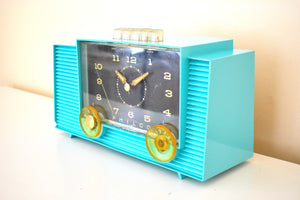 ラグーナ ターコイズ 1959年 フィルコモデル G755-124 真空管 AM時計 ラジオ 押しボタンマニア！