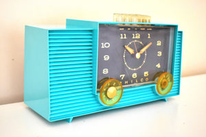 Laguna Turquoise 1959 Philco Model G755-124 Vacuum Tube AM Clock Radio Push Button Mania!