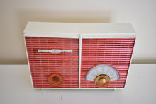 Load image into Gallery viewer, Bluetooth Ready To Go - Coral and White Chevron Retro Jetsons Vintage 1960 Philco H836-124 AM Vacuum Tube Radio Excellent Condition!