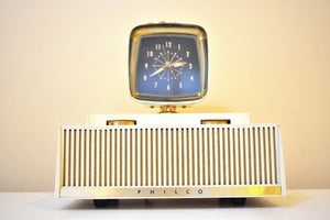 Aura White 1958 Philco Predicta Model H765-124 Vacuum Tube AM Radio Excellent Condition! Outta This World!