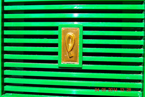 SOLD! - April 14, 2014 - KELLY GREEN Atomic Age Vintage 1955 Philco Model 124 Tube AM Radio WORKS! - [product_type} - Philco - Retro Radio Farm