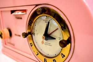 Savoy Pink Golden Age Art Deco 1948 Continental Model 1600 AM Vacuum Tube Clock Radio She's A Bombshell!