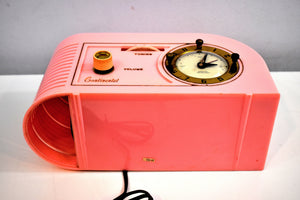 Savoy Pink Golden Age Art Deco 1948 Continental Model 1600 AM Vacuum Tube Clock Radio She's A Bombshell!