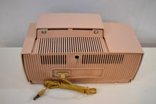 Load image into Gallery viewer, Pastel Pink 1957 General Electric Model 913D Vacuum Tube AM Clock Radio Real Looker Near Mint Condition!
