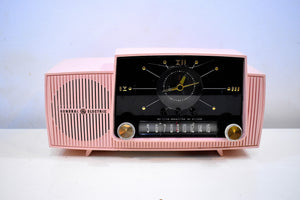 Princess Pink Mid Century 1958 General Electric Model C416 Vacuum Tube AM Clock Radio Beauty Sounds Fantastic Excellent Condition!