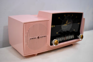 Princess Pink Mid Century 1958 General Electric Model C416 Vacuum Tube AM Clock Radio Beauty Sounds Fantastic Excellent Condition!