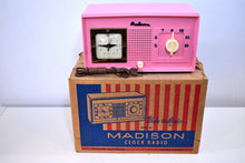 Load image into Gallery viewer, BEHOLD World&#39;s Rarest Radio NOS Pink Madison 1948 Model 940 AM Tube Clock Radio Holy Smoke!