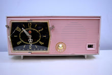 Load image into Gallery viewer, Princess Pink Mid Century Retro RCA Victor C-51F 1959 Clock Radio Sounds Great!