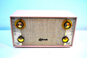 Beige Pink And Tweed Mid Century 1960 Sylvania 8F15 AM/FM Vacuum Tube Radio Rare Sounds and Looks Great!