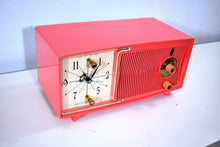 Load image into Gallery viewer, Coral Pink Mid Century Vintage 1958 Zenith Model E514V The Twilite AM Vacuum Tube Clock Radio Works Great Excellent Condition!