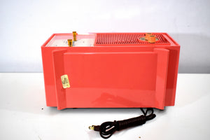Coral Pink Mid Century Vintage 1958 Zenith Model E514V The Twilite AM Vacuum Tube Clock Radio Works Great Excellent Condition!