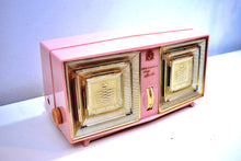 Load image into Gallery viewer, Real Light Show Pink Gold 1959 Bulova Model 330 AM Vacuum Tube Radio Rare Model Put On Your Shades!